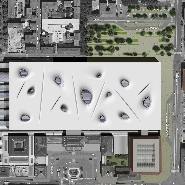 Proposta di "Nuova Piazza" su Via Carracci, Bologna - ad uso parcheggio da associare alla nuova Stazione dell'Alta Velocità